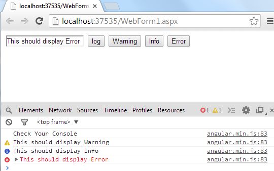 logging using angularjs